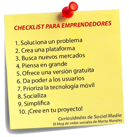 checklist para emprendedores, marta morales castillo periodista community manager blog curiosidades de social media